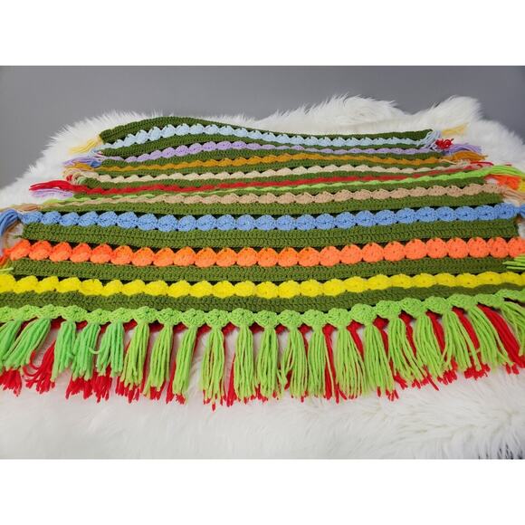 Vintage Afghan Throw blanket retro decor grandma‎ cottage rainbow LGBT colorful - Picture 6 of 10